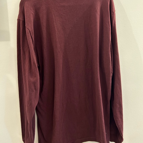 Carhartt Burgundy Long Sleeve Tee Shirt Signature Pocket Logo - Picture 4 of 4